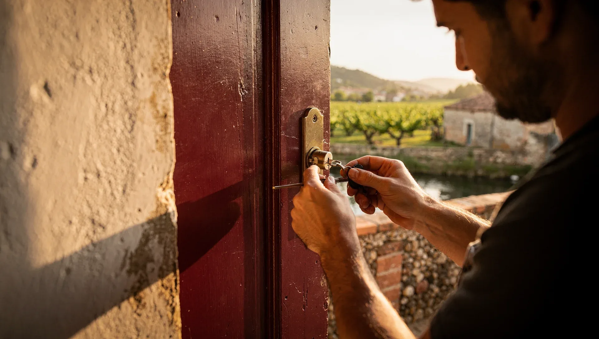 Artisan serrurier au travail sur une serrure à Baho