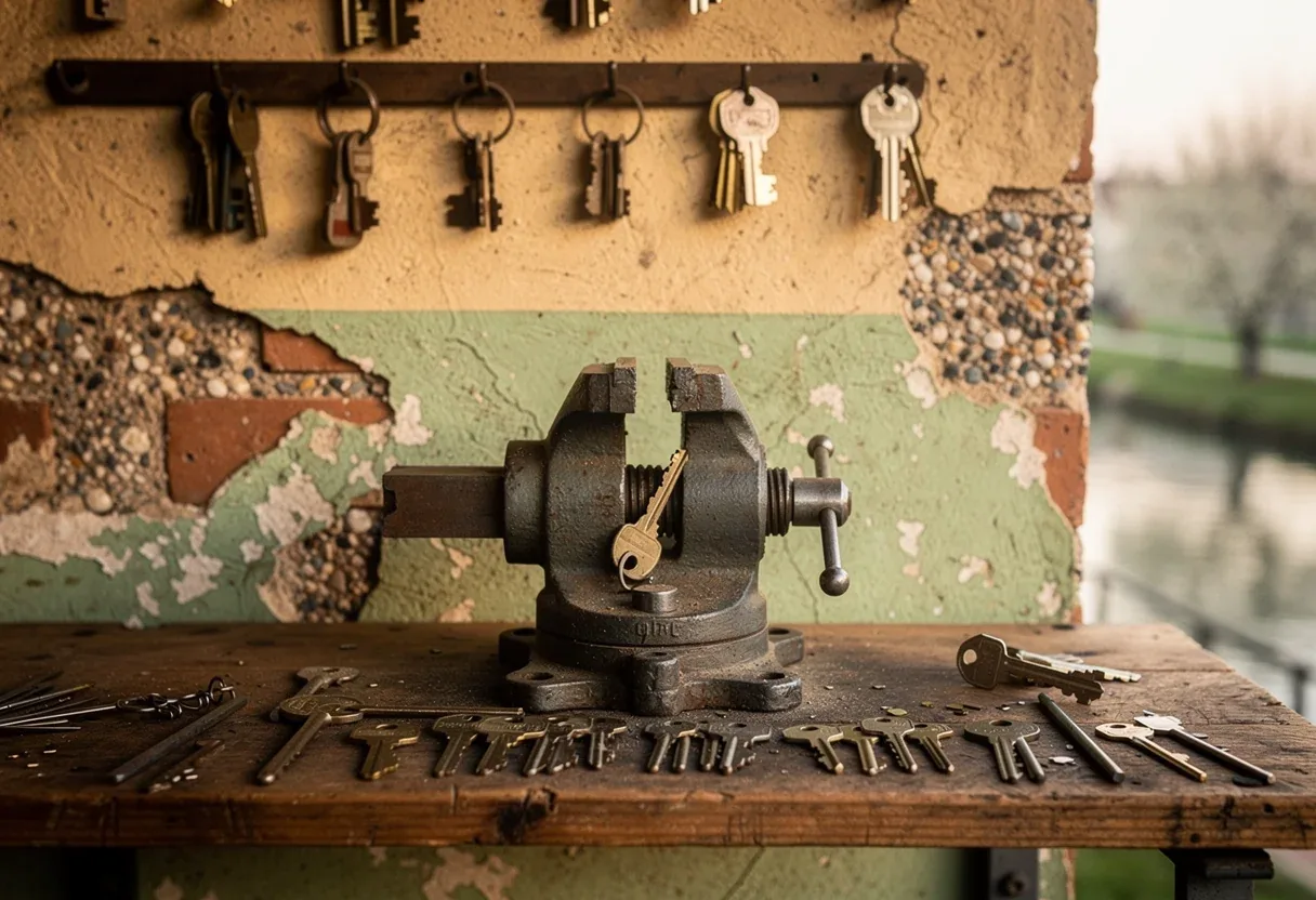 L'établi de l'atelier du serrurier de Baho